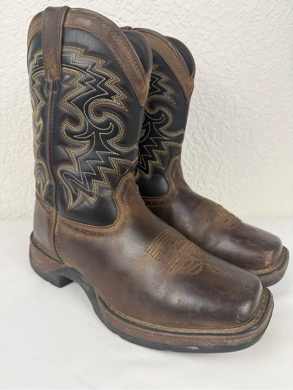 Durango |  Lil' Durango DWBT050 Western Boots | Tan Black Square Toe |Big Kids 4